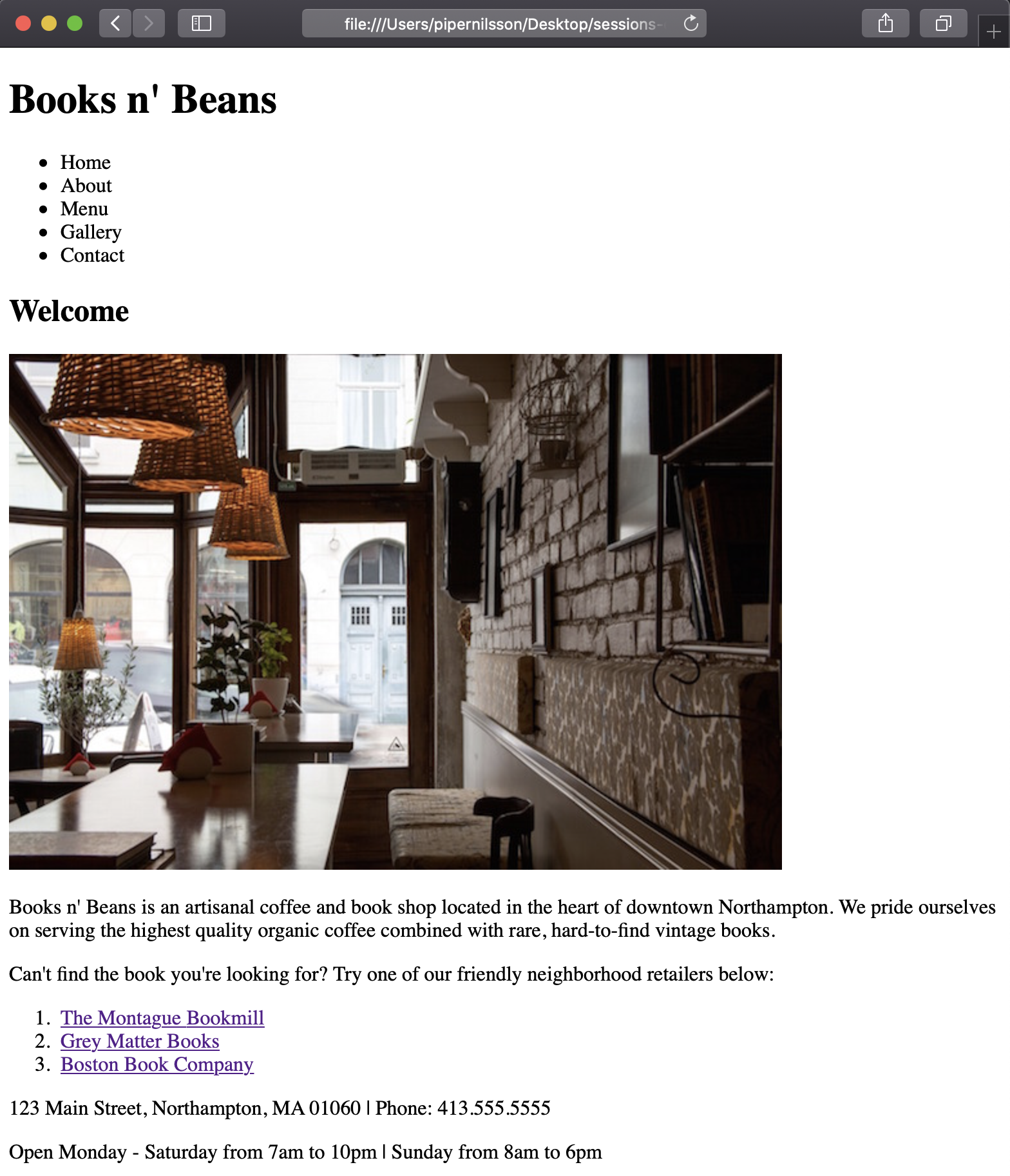 HTML and CSS - Exercise 1