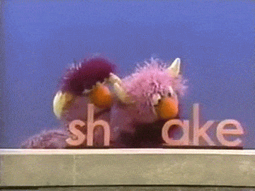 Sesame Street: Two-Headed Monster concatenates the word ''shake''