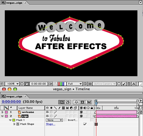 Select The Sign Layer And Go To EffectRenderVegas In Effect Controls Window Change Image Contours Mask Path Play With Render Settings